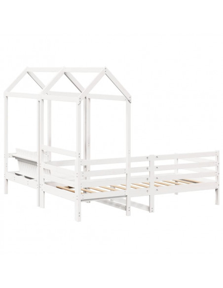 Set Dormeuse e Panca con Tetto Bianco 90x200cm Massello Pino