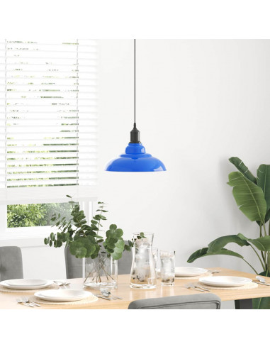 Lampada a Sospensione Regolabile E27 Blu Scuro Ø31 cm Metallo