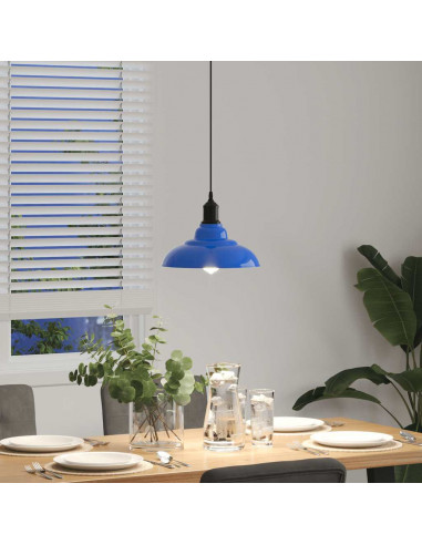 Lampada a Sospensione Regolabile E27 Blu Scuro Ø31 cm Metallo