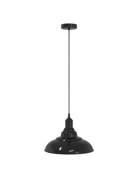 Lampada a Sospensione Regolabile E27 Nero Lucido Ø31 cm Metallo