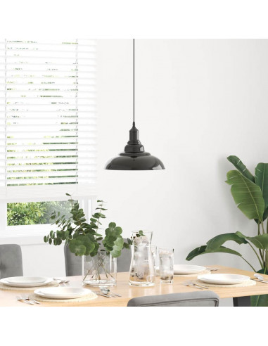 Lampada a Sospensione Regolabile E27 Nero Lucido Ø31 cm Metallo