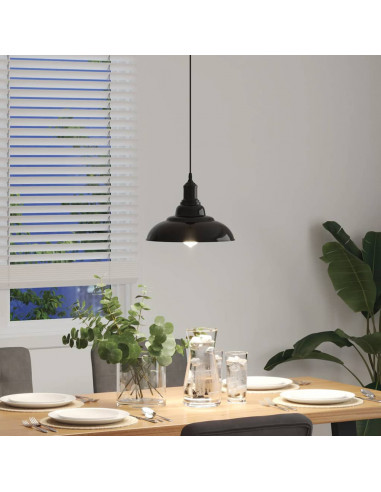 Lampada a Sospensione Regolabile E27 Nero Lucido Ø31 cm Metallo