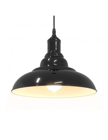 Lampada a Sospensione Regolabile E27 Nero Lucido Ø31 cm Metallo