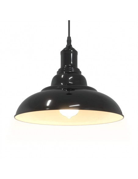 Lampada a Sospensione Regolabile E27 Nero Lucido Ø31 cm Metallo
