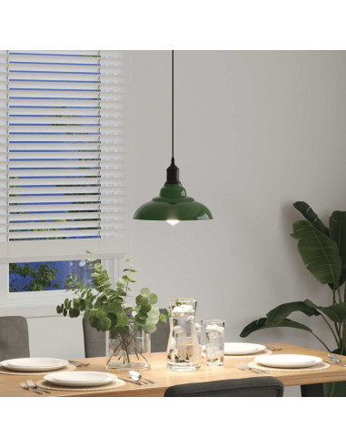 Lampada a Sospensione Regolabile E27 Verde Lucido Ø31cm Metallo