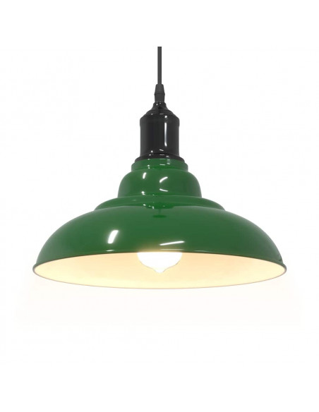 Lampada a Sospensione Regolabile E27 Verde Lucido Ø31cm Metallo