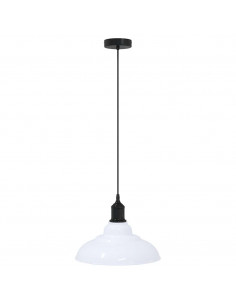 Lampada Sospensione Regolabile E27 Bianco Lucido Ø31cm Metallo 2