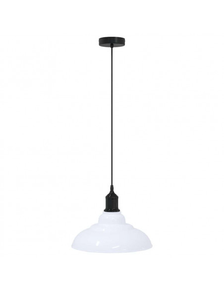 Lampada Sospensione Regolabile E27 Bianco Lucido Ø31cm Metallo