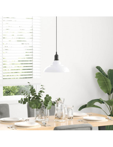 Lampada Sospensione Regolabile E27 Bianco Lucido Ø31cm Metallo