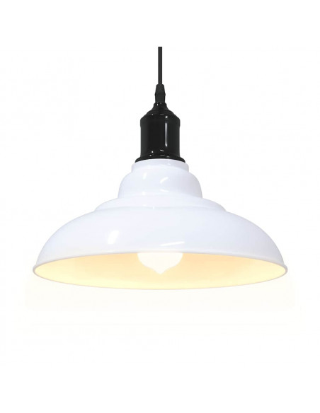 Lampada Sospensione Regolabile E27 Bianco Lucido Ø31cm Metallo