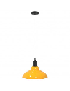 Lampada Sospensione Regolabile E27 Giallo Lucido Ø31 cm Metallo 2