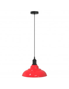 Lampada Sospensione Regolabile E27 Rosso Lucido Ø31 cm Metallo 2