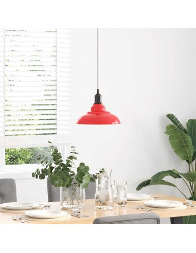 Lampada Sospensione Regolabile E27 Rosso Lucido Ø31 cm Metallo