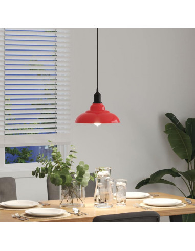 Lampada Sospensione Regolabile E27 Rosso Lucido Ø31 cm Metallo