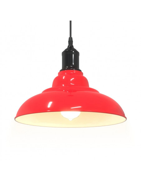 Lampada Sospensione Regolabile E27 Rosso Lucido Ø31 cm Metallo