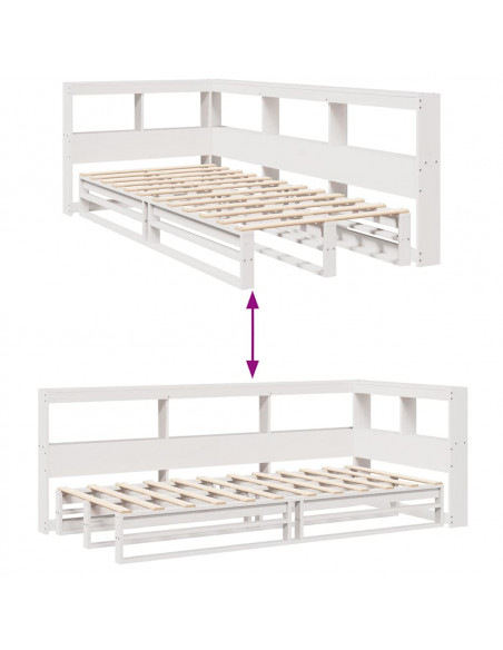 Letto con Libreria senza Materasso 75x190 cm in Legno Pino