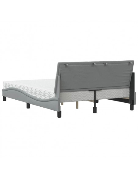 Letto con Materasso Grigio Chiaro 120x200cm Tessuto