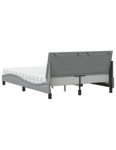 Letto con Materasso Grigio Chiaro 140x190cm Tessuto