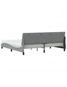 Letto con Materasso Grigio Chiaro 200x200 cm in Tessuto 2