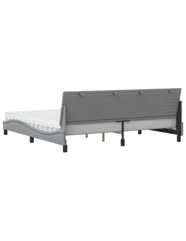 Letto con Materasso Grigio Chiaro 200x200 cm in Tessuto