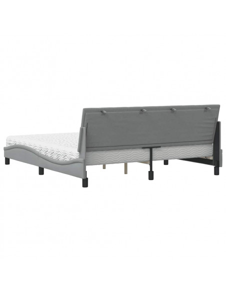 Letto con Materasso Grigio Chiaro180x200 cm Tessuto