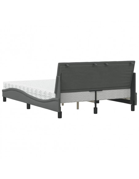 Letto con Materasso Grigio Scuro 120x200 cm Tessuto