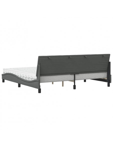 Letto con Materasso Grigio Scuro 200x200 cm in Tessuto
