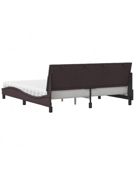 Letto con Materasso Marrone Scuro 180x200cm Tessuto