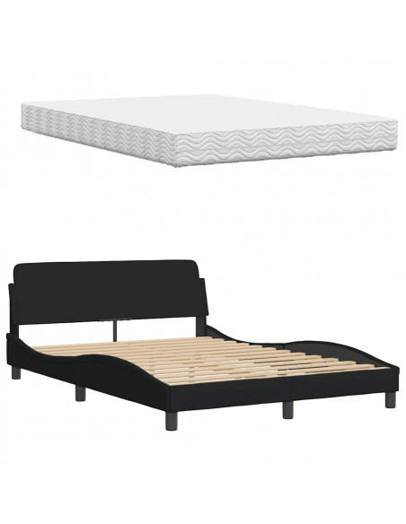 Letto con Materasso Nero 120x200 cm in Tessuto