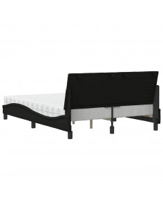 Letto con Materasso Nero 140x190 cm in Tessuto 2