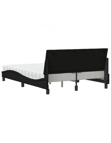 Letto con Materasso Nero 140x190 cm in Tessuto