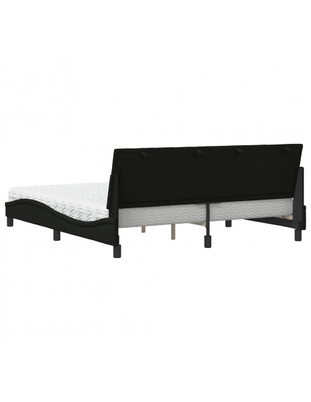 Letto con Materasso Nero 180x200 cm in Tessuto