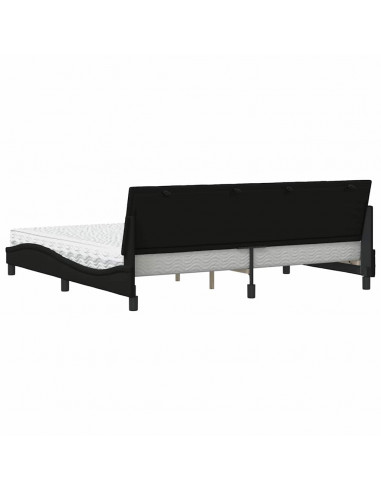 Letto con Materasso Nero 200x200 cm in Tessuto