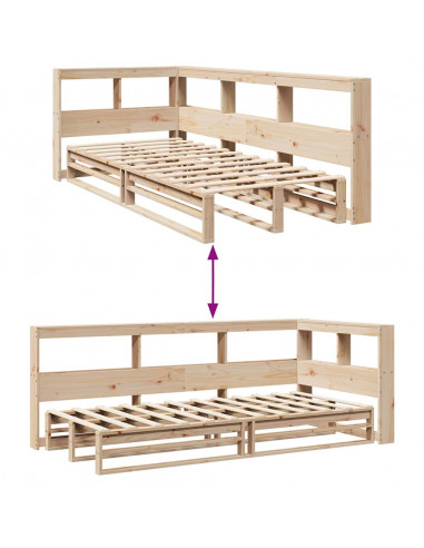 Letto Libreria senza Materasso 100x200 cm in Legno di Pino