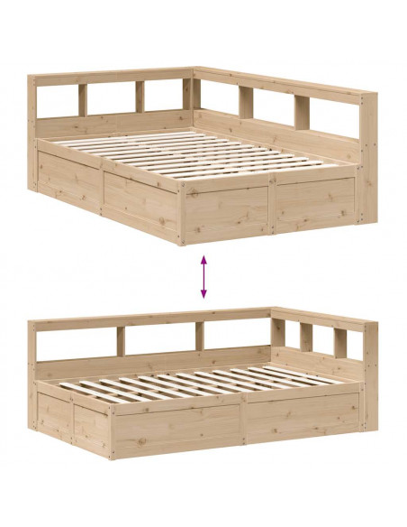 Letto Libreria senza Materasso 120x190 cm in Legno di Pino