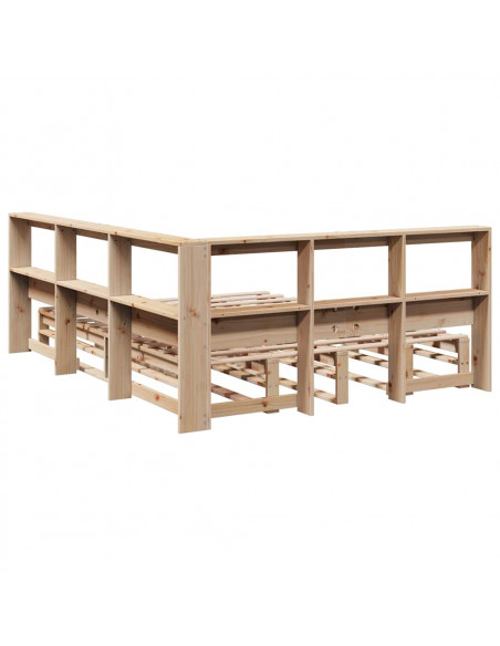 Letto Libreria senza Materasso 140x190 cm in Legno di Pino