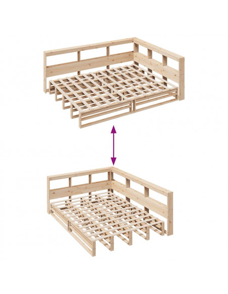 Letto Libreria senza Materasso 140x190 cm in Legno di Pino