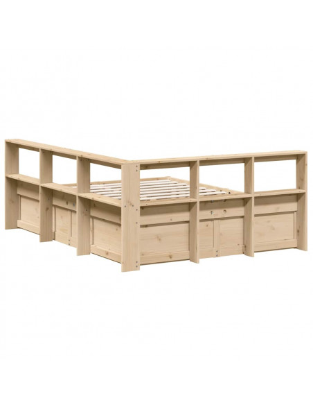 Letto Libreria senza Materasso 160x200 cm in Legno di Pino