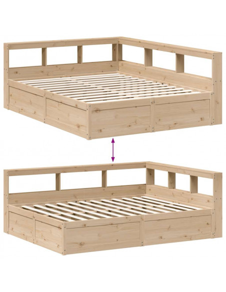 Letto Libreria senza Materasso 160x200 cm in Legno di Pino