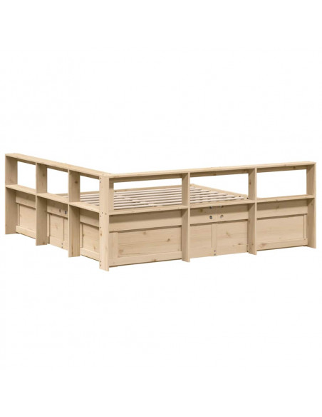 Letto Libreria senza Materasso 200x200 cm in Legno di Pino