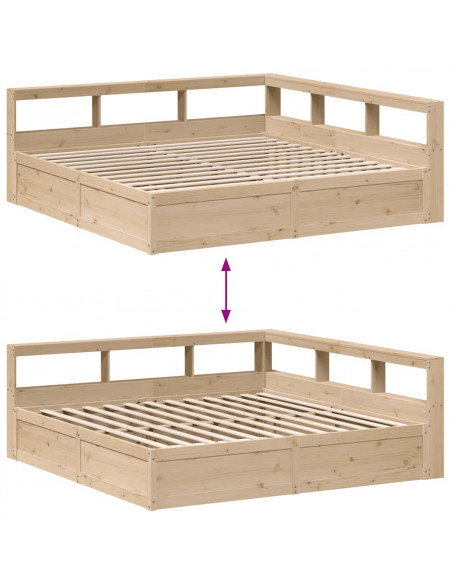 Letto Libreria senza Materasso 200x200 cm in Legno di Pino