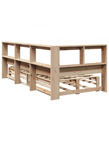 Letto Libreria senza Materasso 90x190 cm Legno Massello Pino