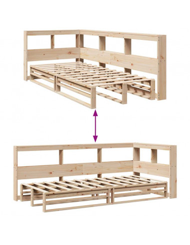 Letto Libreria senza Materasso 90x190 cm Legno Massello Pino