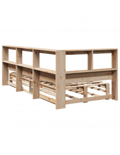 Letto Libreria senza Materasso 90x200 cm Legno Massello Pino 2