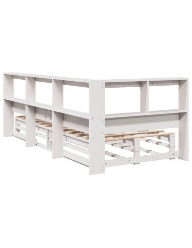 Letto Libreria senza Materasso Bianca 90x200 cm Legno di Pino