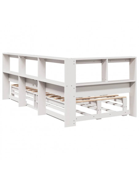 Letto Libreria senza Materasso Bianca 90x200 cm Legno di Pino