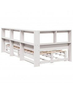 Letto Libreria senza Materasso Bianco 100x200 cm Legno di Pino 2