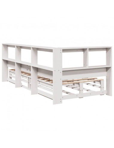 Letto Libreria senza Materasso Bianco 100x200 cm Legno di Pino