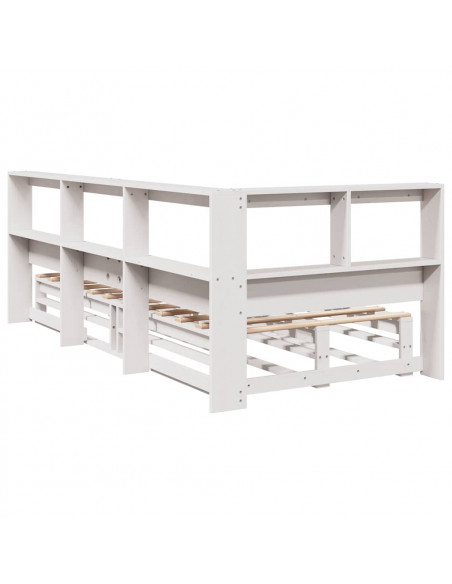 Letto Libreria senza Materasso Bianco 100x200 cm Legno di Pino