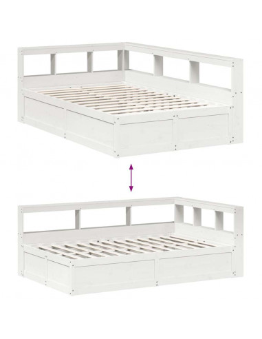 Letto Libreria senza Materasso Bianco 120x190 cm Legno di Pino